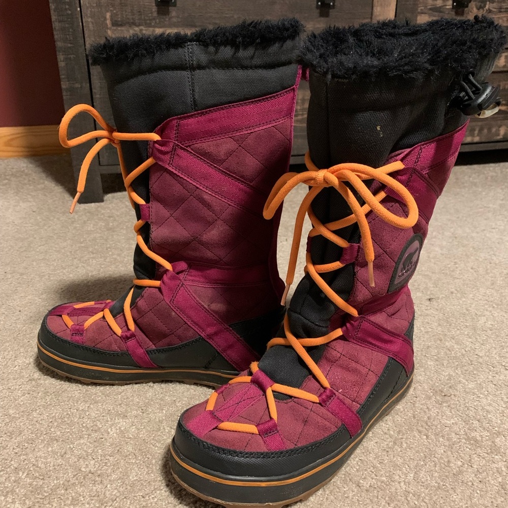 Sorel Women's Winter Boots - Black and Pink with Orange Accents